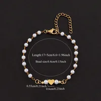 Letra Forma De Corazón Elegante Estilo Simple Estilo Clásico Acero Inoxidable 304 Perla Artificial Pulsera Venta Al Por Mayor main image 2