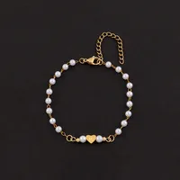 Letra Forma De Corazón Elegante Estilo Simple Estilo Clásico Acero Inoxidable 304 Perla Artificial Pulsera Venta Al Por Mayor main image 3