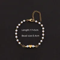 Letter Heart Shape Elegant Simple Style Classic Style 304 Stainless Steel Artificial Pearl Bracelets Wholesale sku image 5