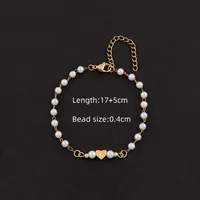 Letter Heart Shape Elegant Simple Style Classic Style 304 Stainless Steel Artificial Pearl Bracelets Wholesale sku image 6
