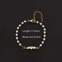 Letter Heart Shape Elegant Simple Style Classic Style 304 Stainless Steel Artificial Pearl Bracelets Wholesale sku image 8