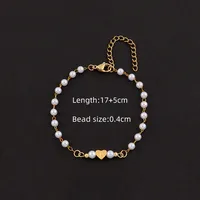 Letter Heart Shape Elegant Simple Style Classic Style 304 Stainless Steel Artificial Pearl Bracelets Wholesale sku image 12