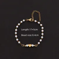 Letter Heart Shape Elegant Simple Style Classic Style 304 Stainless Steel Artificial Pearl Bracelets Wholesale sku image 15