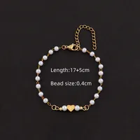Letter Heart Shape Elegant Simple Style Classic Style 304 Stainless Steel Artificial Pearl Bracelets Wholesale sku image 16