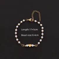 Letter Heart Shape Elegant Simple Style Classic Style 304 Stainless Steel Artificial Pearl Bracelets Wholesale sku image 21