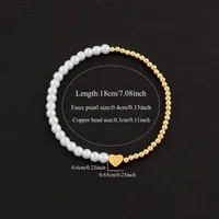 Lettre Forme De Cœur Élégant Style Simple Style Classique Acier Inoxydable 304 Perle Artificielle Le Cuivre Bracelets De Gros main image 2
