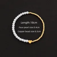 Letter Heart Shape Elegant Simple Style Classic Style 304 Stainless Steel Artificial Pearl Copper Bracelets Wholesale sku image 4