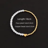 Letter Heart Shape Elegant Simple Style Classic Style 304 Stainless Steel Artificial Pearl Copper Bracelets Wholesale sku image 18