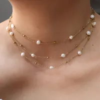 Perla Retro Lujoso Estilo Clásico Perlas De Agua Dulce Acero Inoxidable 304 Chapados En Oro De 18K Collar Pulido Enchapado Cierre Con Gatillo De Langosta main image 1