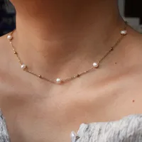 Perle Rétro Luxueux Style Classique Perle D'eau Douce Acier Inoxydable 304 Plaqué Or 18K Collier Polissage Placage Fermeture À Boucle De Type Homard main image 4