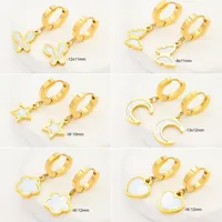 1 Par Estrella Luna Forma De Corazón Elegante Señora Estilo Clásico Acero Inoxidable 304 Chapados En Oro De 18K Pendientes De Gota main image 1