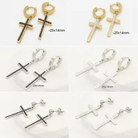 1 Pair Cross Elegant Lady Simple Style 304 Stainless Steel 18K Gold Plated Drop Earrings main image 1