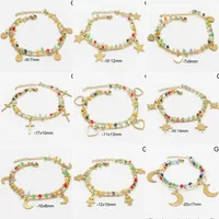 Cross Moon Eye Casual Elegant 18K Gold Plated 304 Stainless Steel Beaded Bracelets Wholesale main image 1