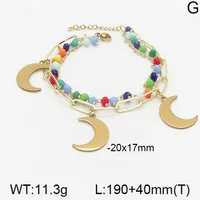 Traverser Lune Œil Décontractée Élégant Plaqué Or 18K Acier Inoxydable 304 Perlé Bracelets De Gros main image 6