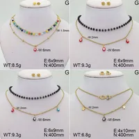 Casual Elegante Lindo Acero Inoxidable 304 Ojo Enchapado Circón Chapados En Oro De 18K Mujeres Conjunto De Joyas main image 1