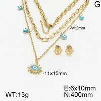 Décontractée Élégant Mignon Acier Inoxydable 304 Paume Forme De Cœur Œil Placage Zircon Plaqué Or 18K Femmes Ensemble De Bijoux main image 5