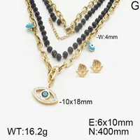 Décontractée Élégant Mignon Acier Inoxydable 304 Paume Forme De Cœur Œil Placage Zircon Plaqué Or 18K Femmes Ensemble De Bijoux main image 4