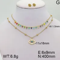 Décontractée Élégant Mignon Acier Inoxydable 304 Paume Forme De Cœur Œil Placage Zircon Plaqué Or 18K Femmes Ensemble De Bijoux main image 2