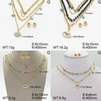 Décontractée Élégant Mignon Acier Inoxydable 304 Paume Forme De Cœur Œil Placage Zircon Plaqué Or 18K Femmes Ensemble De Bijoux main image 1