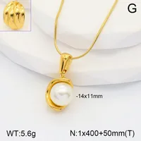 Ovale Décontractée Style Classique Artistique Perles Artificielles Acier Inoxydable 304 Plaqué Or 18K Pendentif Incruster Fermeture À Boucle De Type Homard main image 3