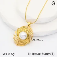 Oval Casual Classic Style Artistic Artificial Pearls 304 Stainless Steel 18K Gold Plated Pendant Necklace Inlay Lobster Trigger Clasp Closure main image 4
