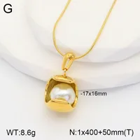 Oval Casual Classic Style Artistic Artificial Pearls 304 Stainless Steel 18K Gold Plated Pendant Necklace Inlay Lobster Trigger Clasp Closure main image 2