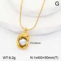 Oval Casual Classic Style Artistic Artificial Pearls 304 Stainless Steel 18K Gold Plated Pendant Necklace Inlay Lobster Trigger Clasp Closure main image 9