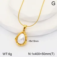 Oval Casual Classic Style Artistic Artificial Pearls 304 Stainless Steel 18K Gold Plated Pendant Necklace Inlay Lobster Trigger Clasp Closure main image 7