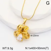 Oval Flower Casual Classic Style Artistic Zircon 304 Stainless Steel 18K Gold Plated Pendant Necklace Inlay Lobster Trigger Clasp Closure sku image 4