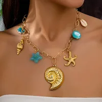 Starfish Conch Dolphin Elegant Retro Lady Zinc Alloy Multi Charms Necklace Wholesale main image 1