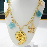 Starfish Conch Dolphin Elegant Retro Lady Zinc Alloy Multi Charms Necklace Wholesale main image 4