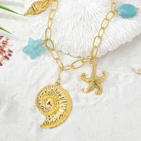 Starfish Conch Dolphin Elegant Retro Lady Zinc Alloy Multi Charms Necklace Wholesale main image 5
