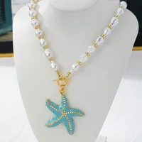 Starfish Marine Style Imitation Pearl Zinc Alloy Pendant Necklace Wholesale main image 5
