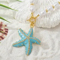 Starfish Marine Style Imitation Pearl Zinc Alloy Pendant Necklace Wholesale main image 4