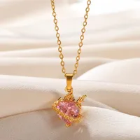 Cross Heart Shape Flower IG Style Zircon 304 Stainless Steel Alloy Pendant Necklace Wholesale main image 1