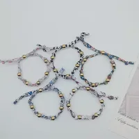 Impression Fleur Rétro Bohémien Chiffon Acier Au Titane Bracelets De Gros main image 1