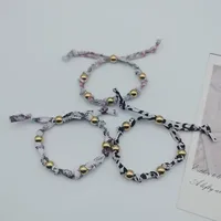 Impression Fleur Rétro Bohémien Chiffon Acier Au Titane Bracelets De Gros main image 3