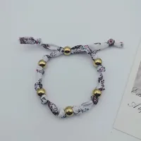 Impression Fleur Rétro Bohémien Chiffon Acier Au Titane Bracelets De Gros main image 6