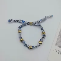 Printing Flower Retro Bohemian Cloth Titanium Steel Bracelets Wholesale sku image 3