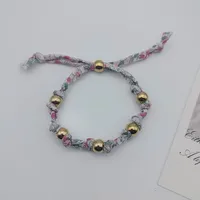 Printing Flower Retro Bohemian Cloth Titanium Steel Bracelets Wholesale sku image 4