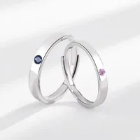 Geometric 925 Sterling Silver Zircon Open Rings main image 1