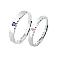 Geometric 925 Sterling Silver Zircon Open Rings main image 4