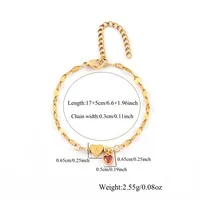 Letra Forma De Corazón Estilo Simple Estilo Clásico Circón Acero Inoxidable 201 Acero Inoxidable 304 Cristal Artificial Pulsera Venta Al Por Mayor main image 2