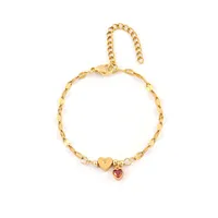 Letra Forma De Corazón Estilo Simple Estilo Clásico Circón Acero Inoxidable 201 Acero Inoxidable 304 Cristal Artificial Pulsera Venta Al Por Mayor main image 3