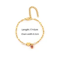 Letter Heart Shape Simple Style Classic Style Zircon 201 Stainless Steel 304 Stainless Steel Artificial Crystal Bracelets Wholesale sku image 1