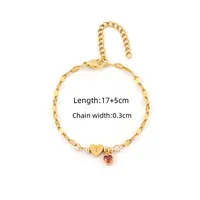 Letter Heart Shape Simple Style Classic Style Zircon 201 Stainless Steel 304 Stainless Steel Artificial Crystal Bracelets Wholesale sku image 2