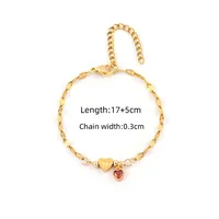 Letter Heart Shape Simple Style Classic Style Zircon 201 Stainless Steel 304 Stainless Steel Artificial Crystal Bracelets Wholesale sku image 13