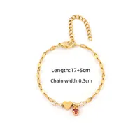 Letter Heart Shape Simple Style Classic Style Zircon 201 Stainless Steel 304 Stainless Steel Artificial Crystal Bracelets Wholesale sku image 14