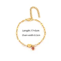 Letter Heart Shape Simple Style Classic Style Zircon 201 Stainless Steel 304 Stainless Steel Artificial Crystal Bracelets Wholesale sku image 15