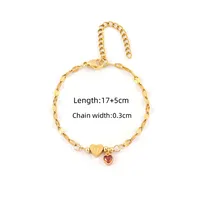 Letter Heart Shape Simple Style Classic Style Zircon 201 Stainless Steel 304 Stainless Steel Artificial Crystal Bracelets Wholesale sku image 24